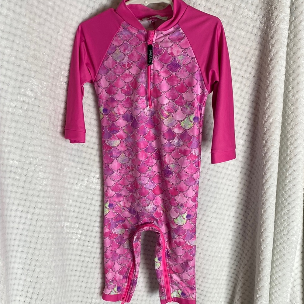 WeVSwe Pink Mermaid Style Kids Long Sleeve Swim Suit